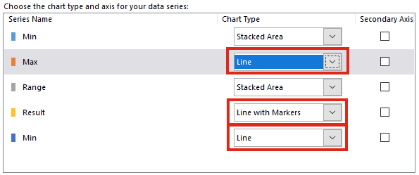 Excel screenshot - tolerance chart data series