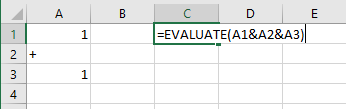 evaluate Excel function will error