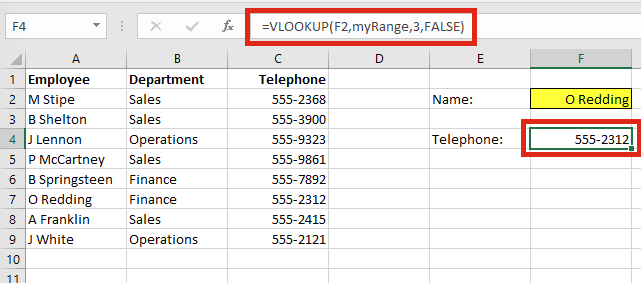 VLOOKUP Dynamic Named Range in Formula