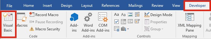 Word Visual Basic Editor