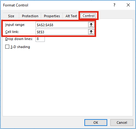 Highlight specific row Format Control window