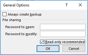 Make file Read-Only - General Options