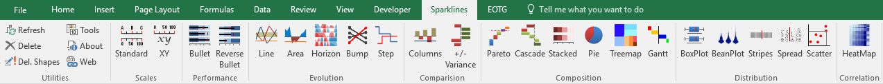 Sparklines for Excel - Menu