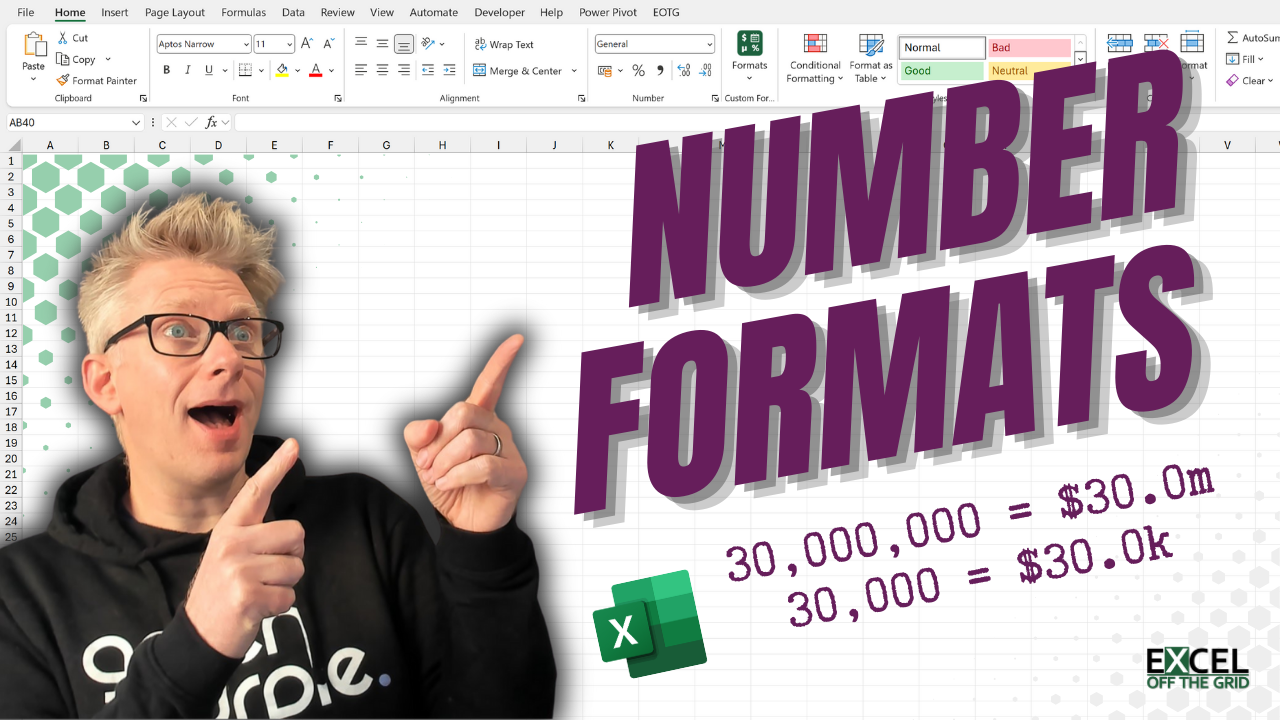 Change number format based on a cell value in Excel