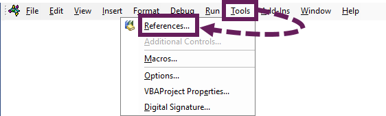 VBA Editor - Tools References