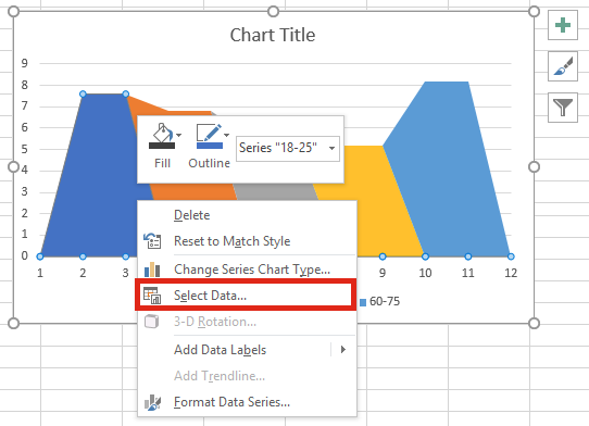 Variable chart width select data right click