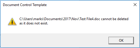 Document Control Template Example Error Message