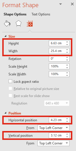 PowerPoint measures in Cms