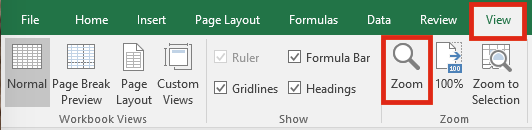 Zoom setting within Ribbon