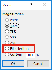 Zoom settings Fit to Selection
