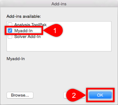 Install Add-in Mac Installed