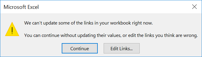Linked files - unable to update
