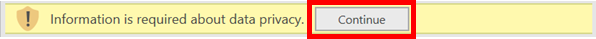 Privacy warning - click Continue