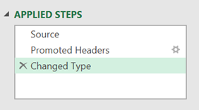 Applied Steps include promote header and change type