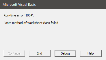 Run-time error 1004 - Paste failed - VBA error message