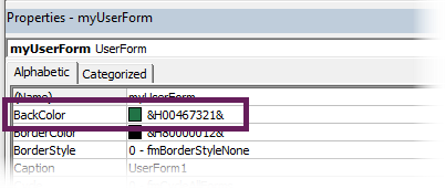 Hex code used within VBA