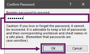Re-enter protect worksheet password