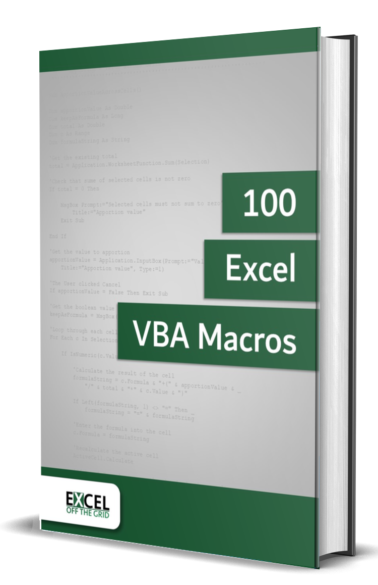 100 Excel Macros Book Excel Off The Grid