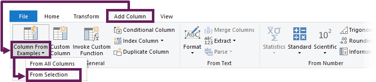 Column From Examples - Selection