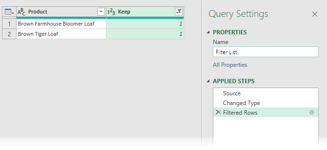 Filter List in Power Query