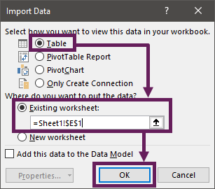 Import Data into same worksheet