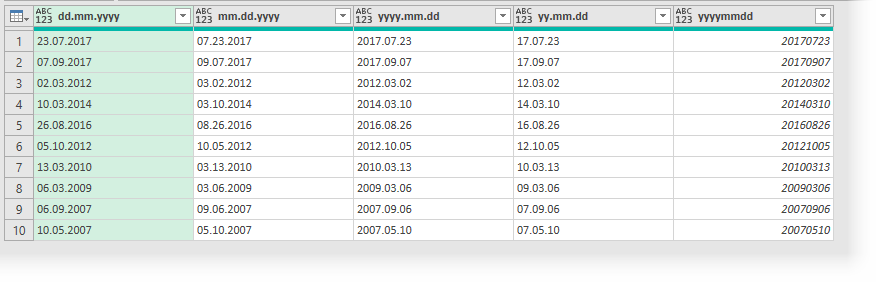 Power Query - source data unformated dates