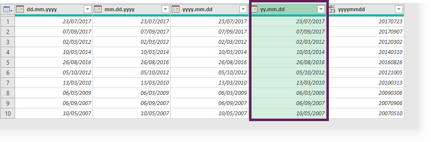 yymmdd date format - changed in Power Query