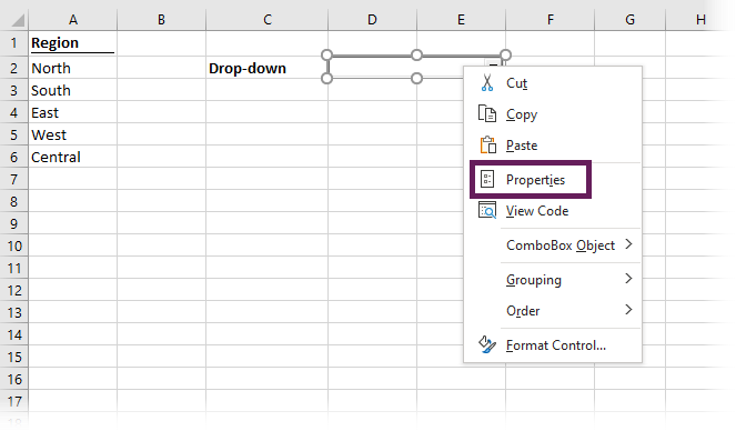 ActiveX Drop-Down Properties