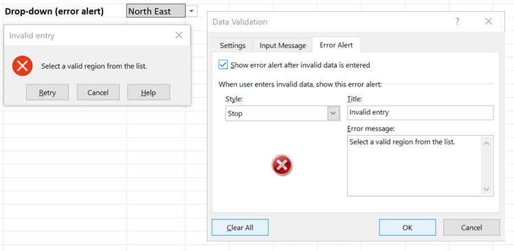 Data Validation - error message