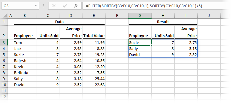 FILTER and SORTBY correct value