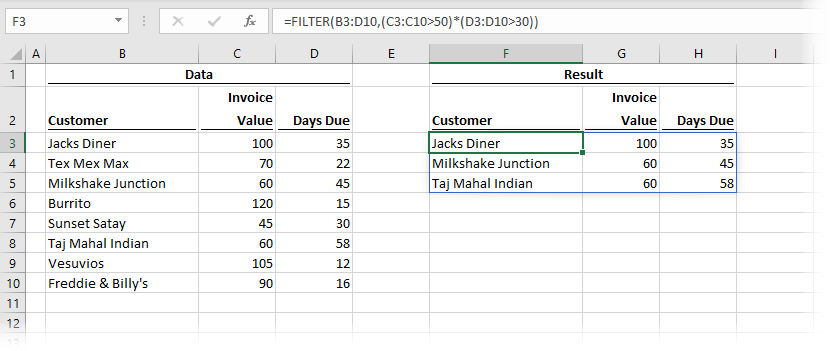 FILTER with multiple AND conditions