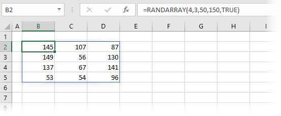 RANDARRAY with all arguments