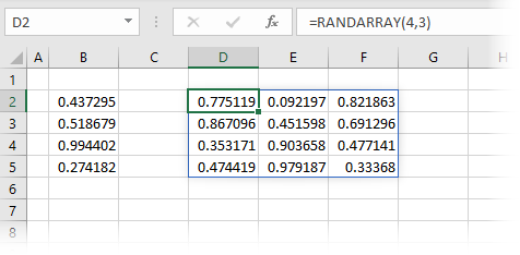 RANDARRAY with rows and columns