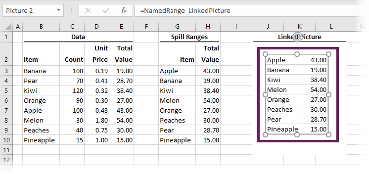 Linked Picture with Spill Named Range