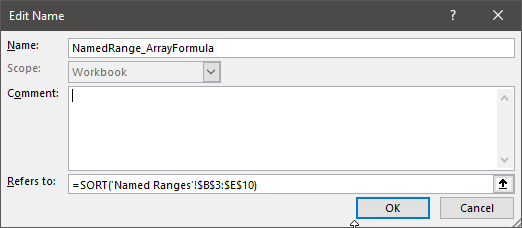 Named range with array