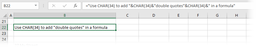 CHAR(34) to insert a double quote in a formula