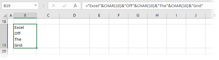 CHAR(10) to insert a line break in a formula