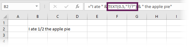 Enter Fraction into a text string