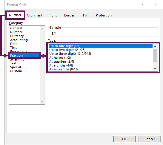 Select Fraction from Custom Number format