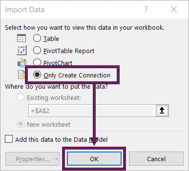 Data import window