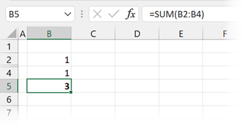 Calculation with a hidden row