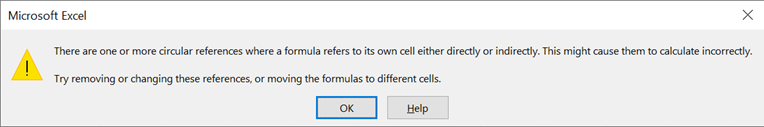Circular References warning message
