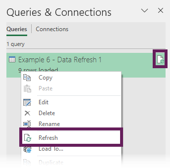 Queries and Connectsion - Refresh