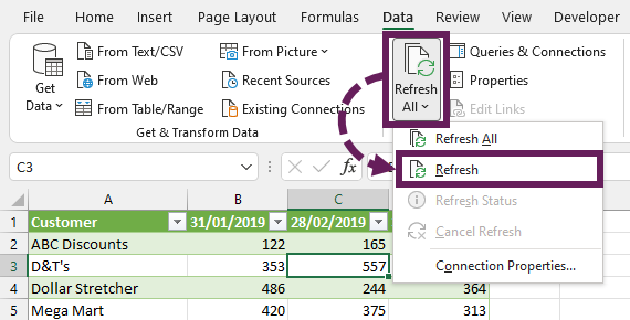 Refresh an individual query