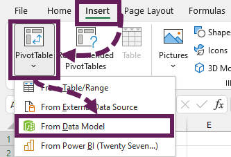 Create PivotTable from Data Model