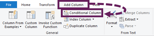 Add Column - Conditional Column from ribbon