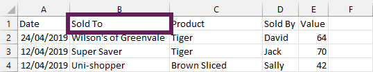 Column headers changed in CSV file