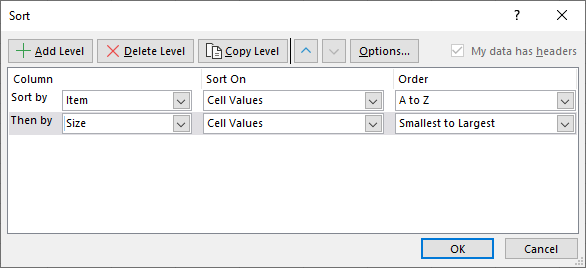 Excel's multi-sort