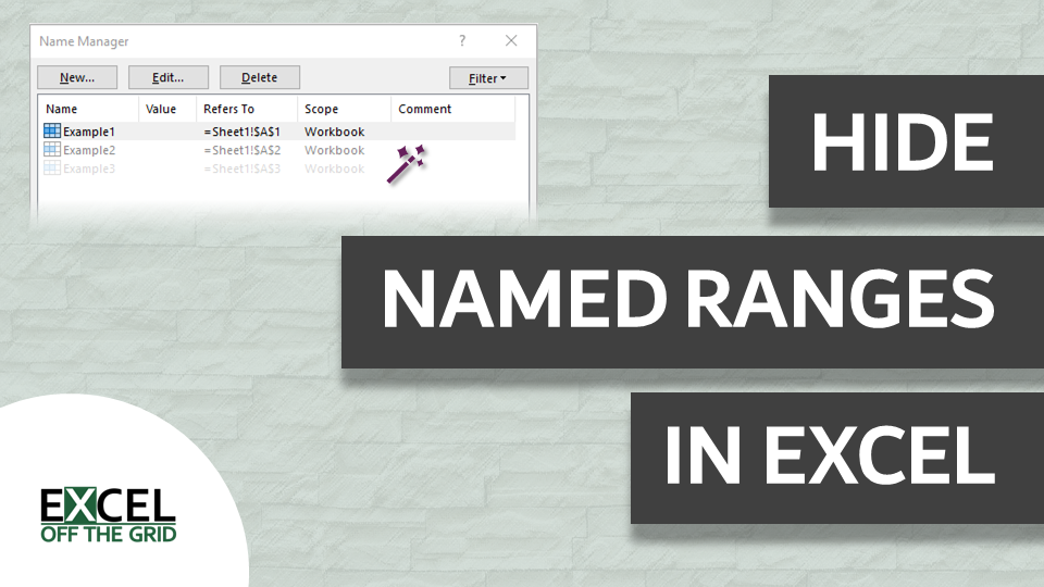 Hiding named ranges in Excel