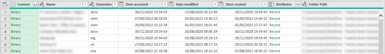 List files in a folder & subfolders with Power Query